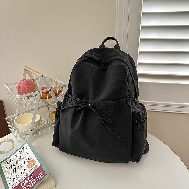 Lightweight Solid Color Backpack Travel Backpack Large Capacity Student Schoolbag