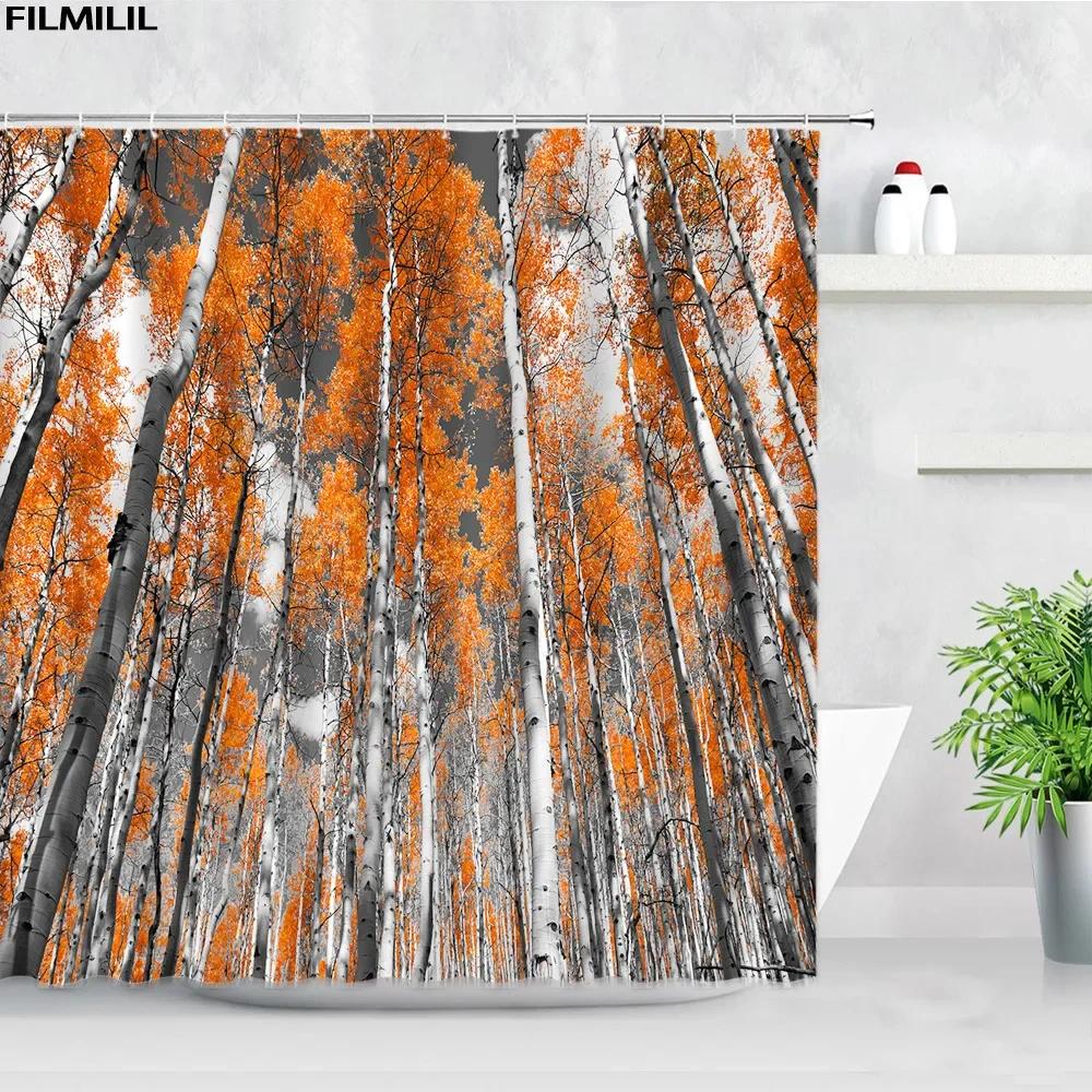 Blooming Pink Gray Forest Flowers Shower Curtain Cherry Blossoms Park Spring Floral Trees Road Landscape Scenic Bathroom Decor