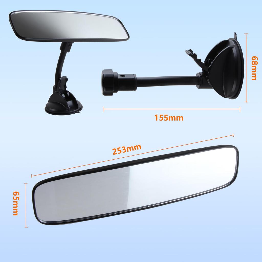 GOOMAND Car Rearview Mirror with Suction Strong No Tools Rearview Mirror for Rear Compatible with OEM Suitable for All Vehicles Cup, 360° Adjustable,