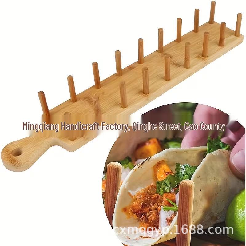 W-Shaped Bamboo Burrito & Taco Holder Rack