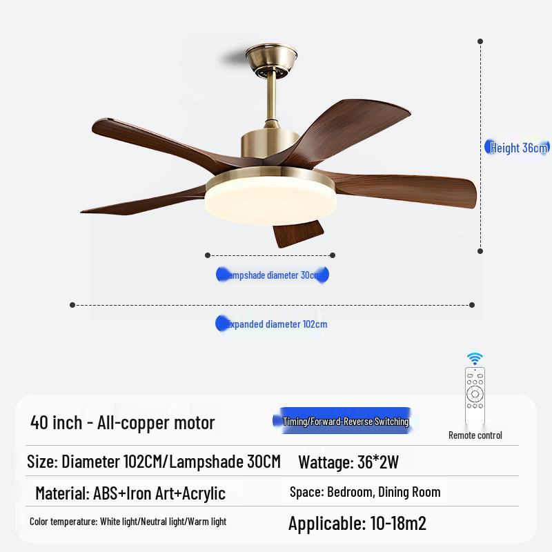 Nordic Industrial-Style Silent Ceiling Fan Chandelier for Home or Commercial Use