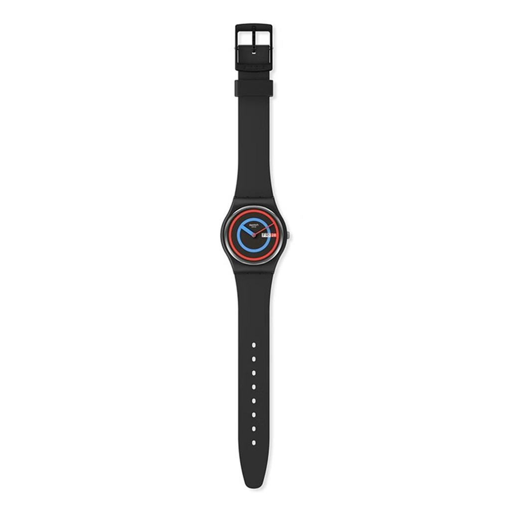 SWATCH New Gent Series Quartz Movement 30 Meters Waterproof Unisex Swiss Watch 34mm Black Dial Plastic Case Silicone Strap SO28B706