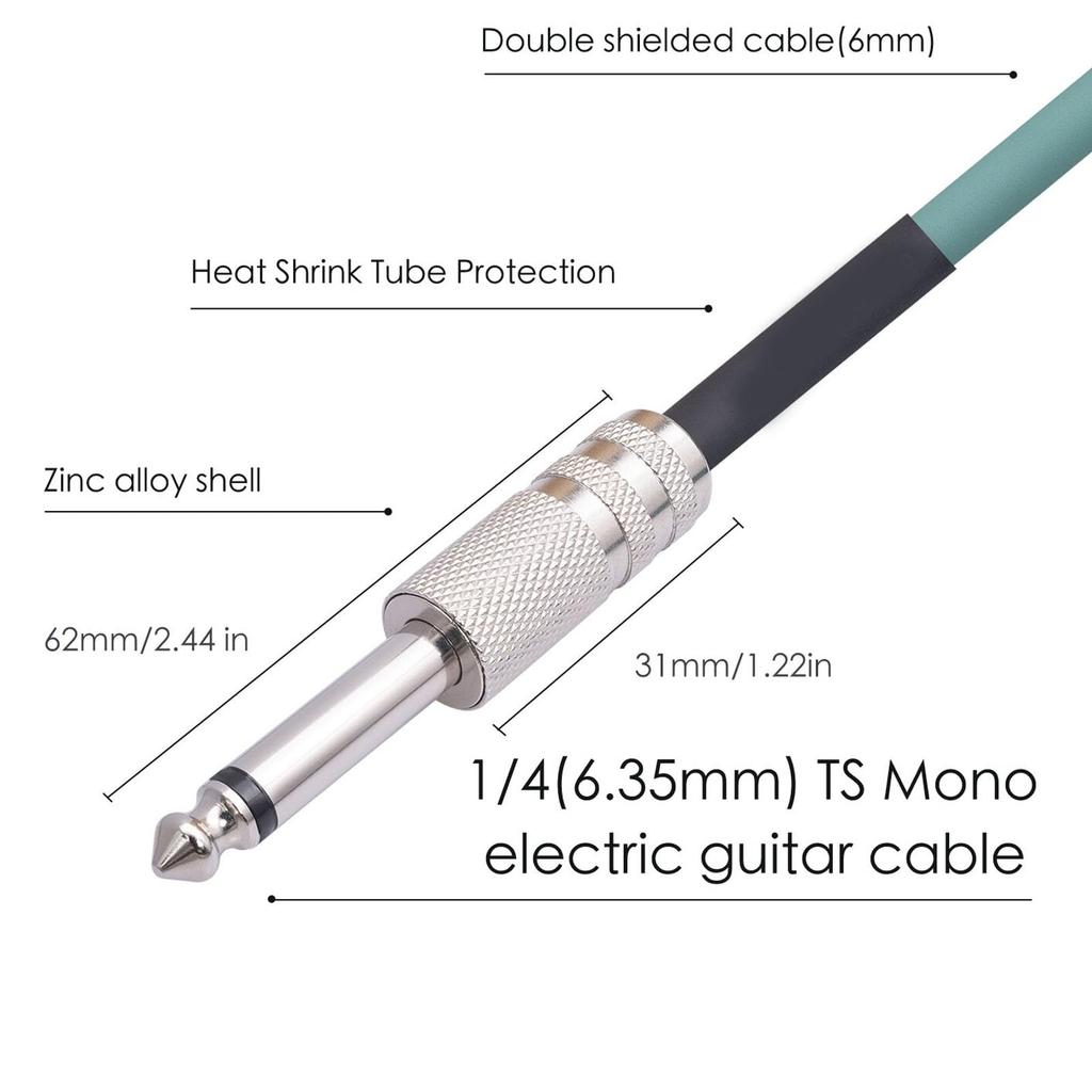 6.35mm HiFi Low-Noise Guitar Cable for Electric Guitar, Mixers, Active Speakers, Electronic Drums, and Electric Bass (10m  32.8ft)