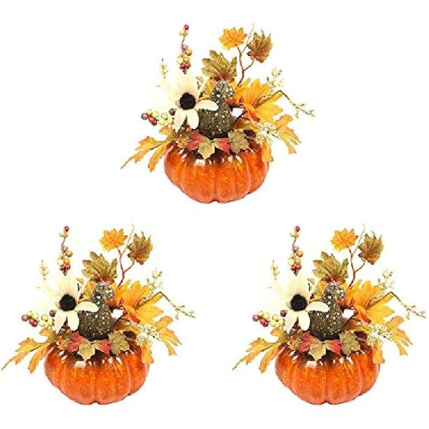 

NMFIN 3 шт. Искусственные тыквы для украшения, Мини-искусственные тыквы с искусственными цветами для Рождества, дома, свадьбы, вечеринки, украшения для дома, магазина A3