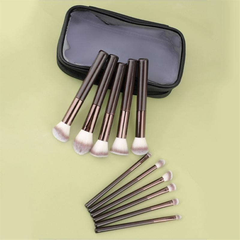 Portable 11 Pieces Makeup Brush Set For Travel Essential Cosmetic Brushes With Storage Bag for Women and Girls