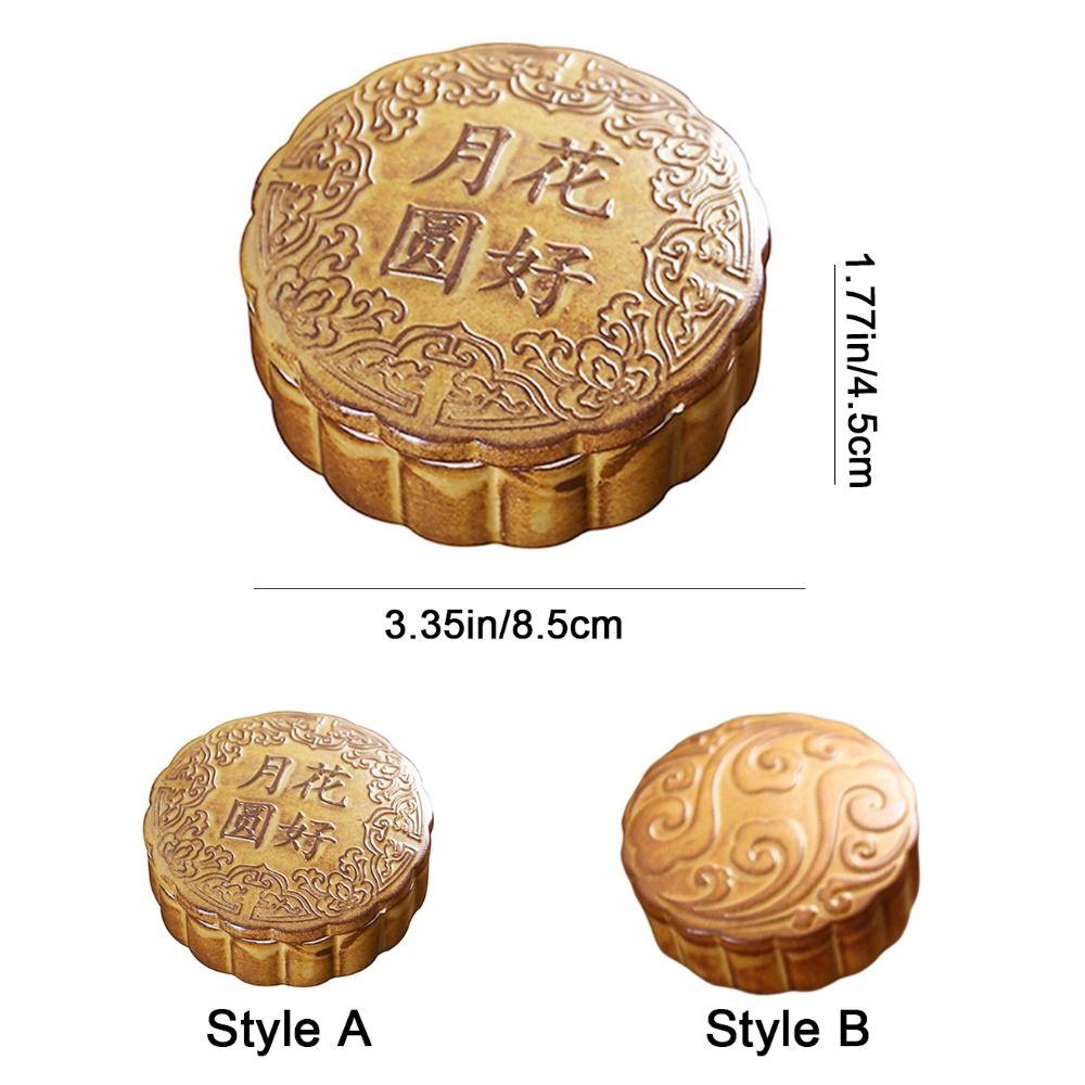 Ceramic Mooncake Shape Tea Jar Round Small Storage Box Tea Storage Container Mid-Autumn Festival