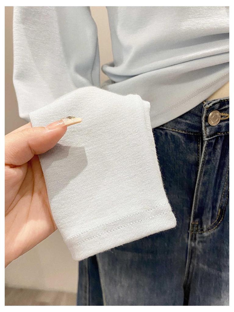 Women's Slim Fit Long Sleeve Henley Collar Mousse Cashmere Top for Spring/Autumn