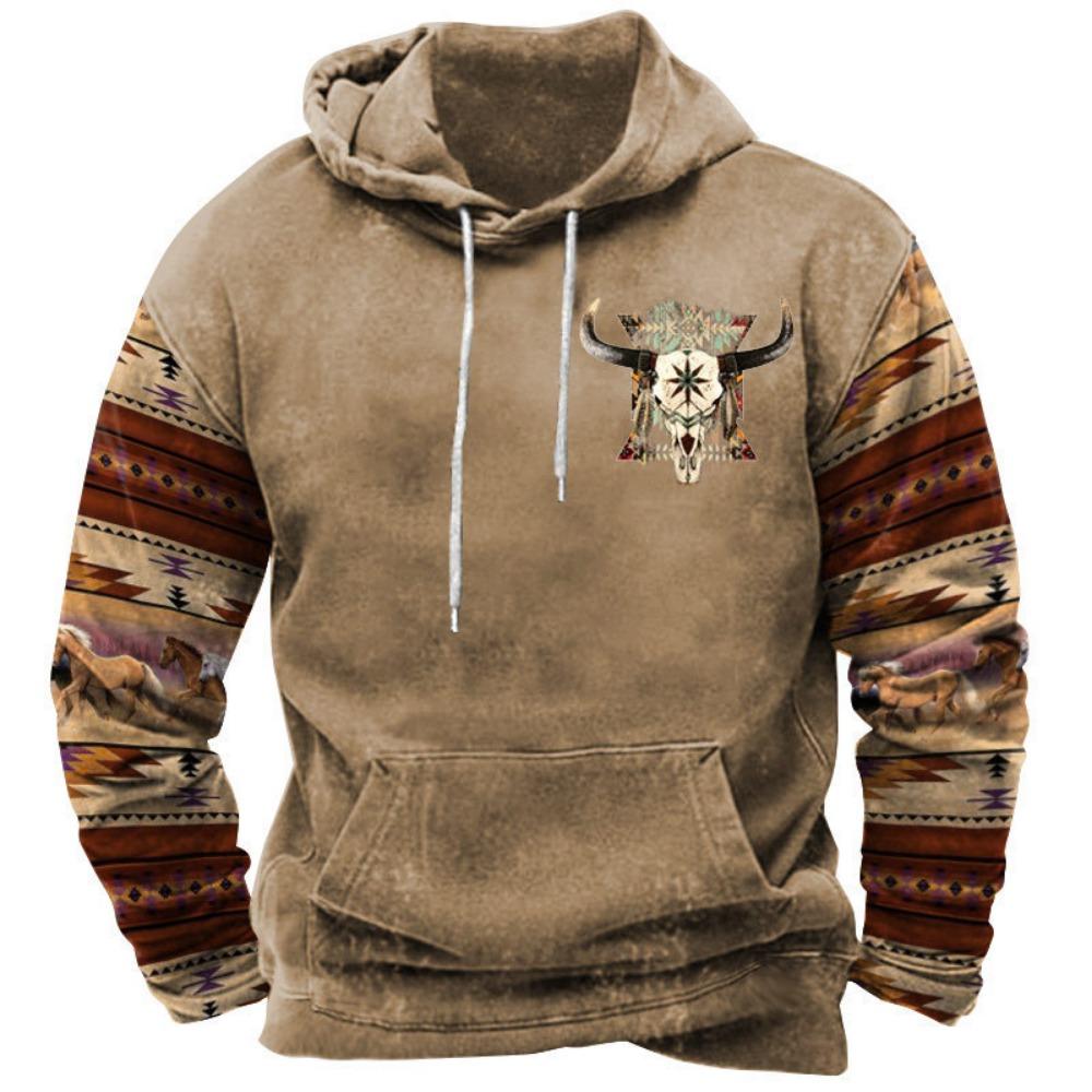 Cross border new casual trend hoodie hoodie retro 3D printed men's sportswear European and American streetwear