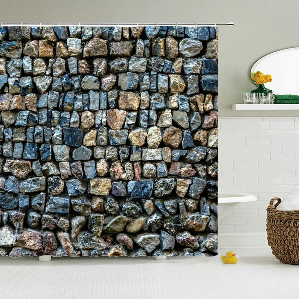 Old Brick Wall Shower Curtains Bathroom Curtain For Home Decoration Waterproof Polyester Fabric Bath Screen Curtain With 12 Hook