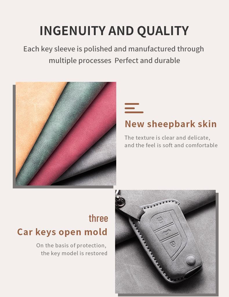 Sheepskin Leather Key Cover for Toyota Alphard, RAV4, Camry, Highlander