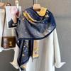 Autumn New Plant Flower Print Scarf Autumn and Winter Imitation Cashmere High-end Warm Scarf Shawl Women