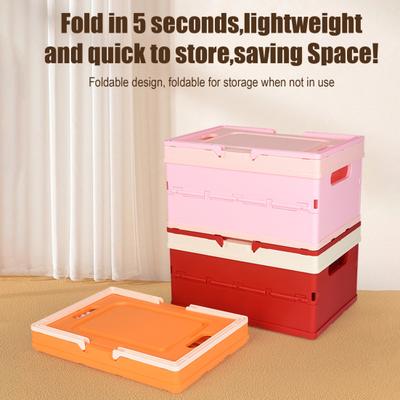 Boîte de Rangement Pliable avec Couvercle Design à Poignée Grande Capacité Empilable Organisateur d'Articles Divers Boîte de Rangement de Bureau