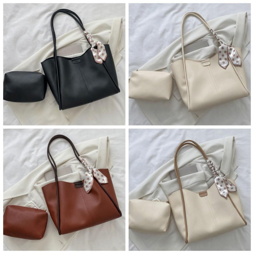 Large Capacity Women PU Shoulder Bag with Small Bag PU Underarm Bag  Office