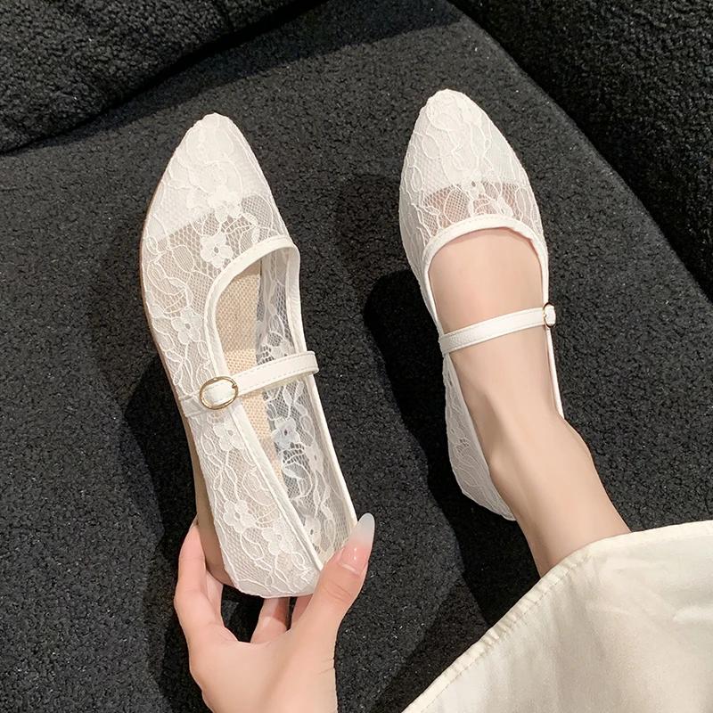 Fashion 2024 New Women Flats Shoes Summer Ballet Flats Fashion Bow Women Shoes Slip On Sweet Hollow Flat Shoes Female Zapatos De Mujer