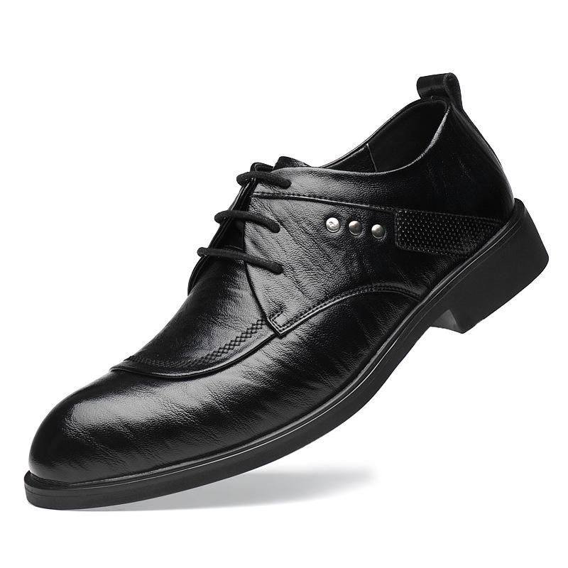 Trend low-top leather shoes men's dress casual leather shoes work British groom wedding leather shoes 2025
