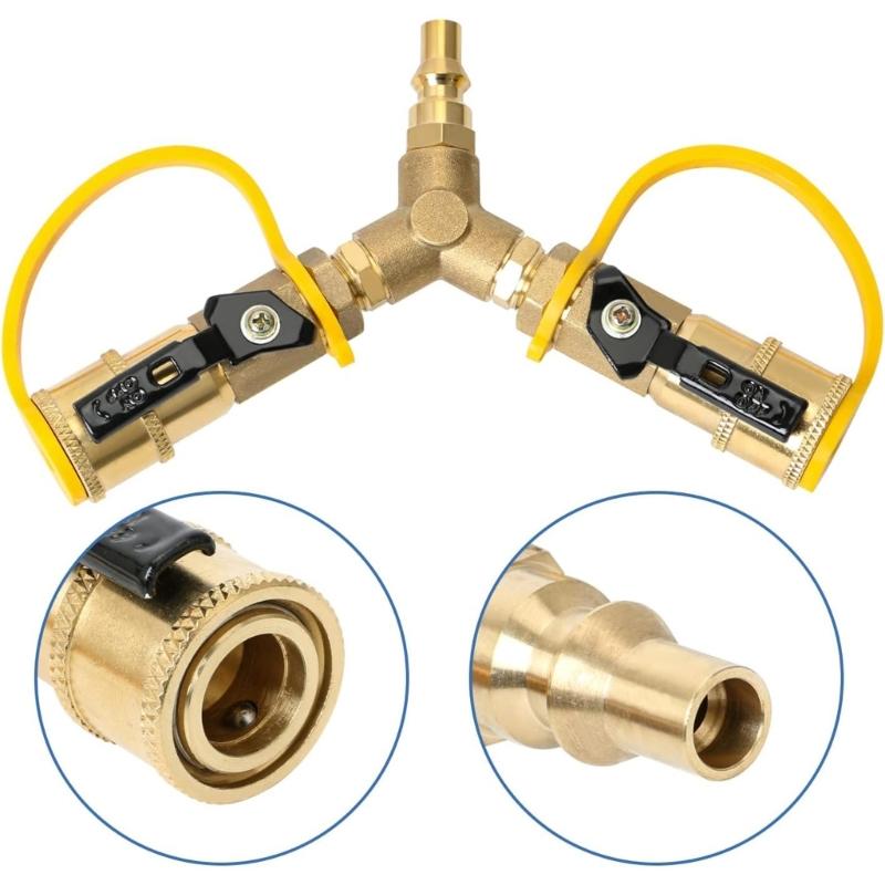 Metal Propanes Y Splitters Quick Disconnects Fittings High Pressure Gas Adapter For Barbecue Stove Secures Seal