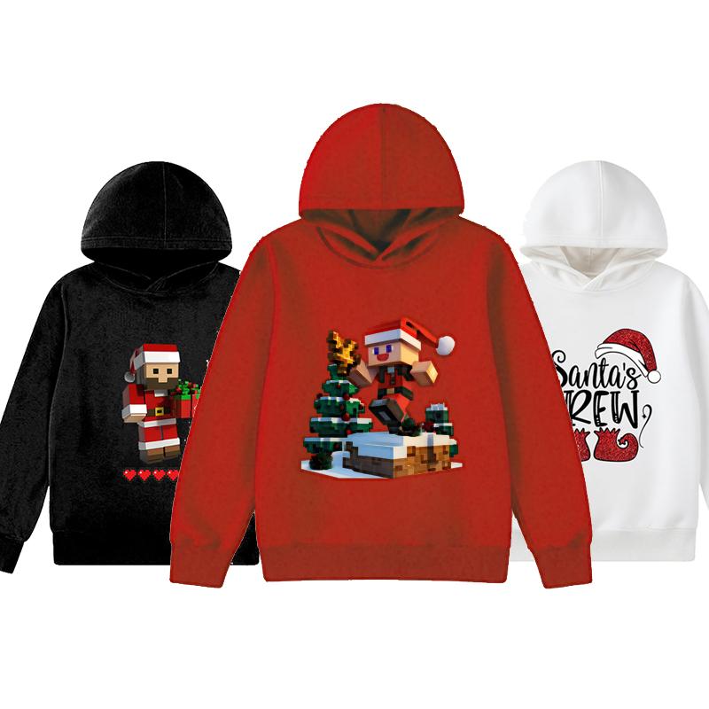 Minecraft Christmas Santa Claus Hoodie age 4-14 Pullover Sweatshirt for Kids Boys Girls Christmas Gift Costume cartoon print New Year gift