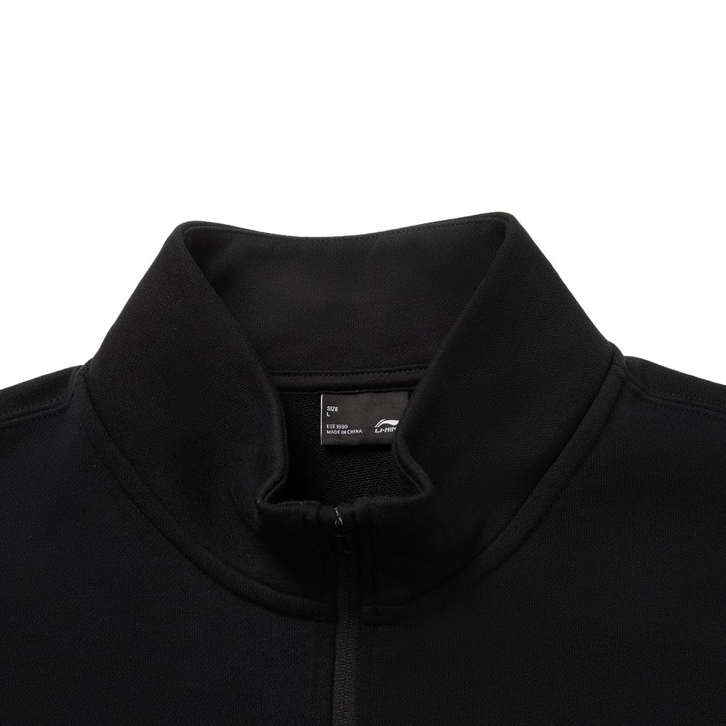 Li Ning Sports Trend Series Loose Stand Collar Brand Logo Couple Sweatshirt Unisex Sweatshirt AWDV821-2