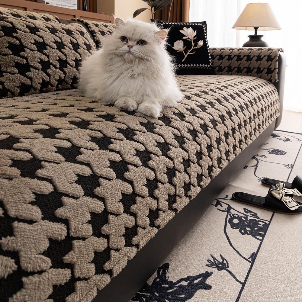 Qianniao Geshu Cotton Velvet Sofa Cushion Winter Thickened Plush Seat Cushion Advanced Light Luxury Non-Slip Leather Sofa Cover Cover Cloth