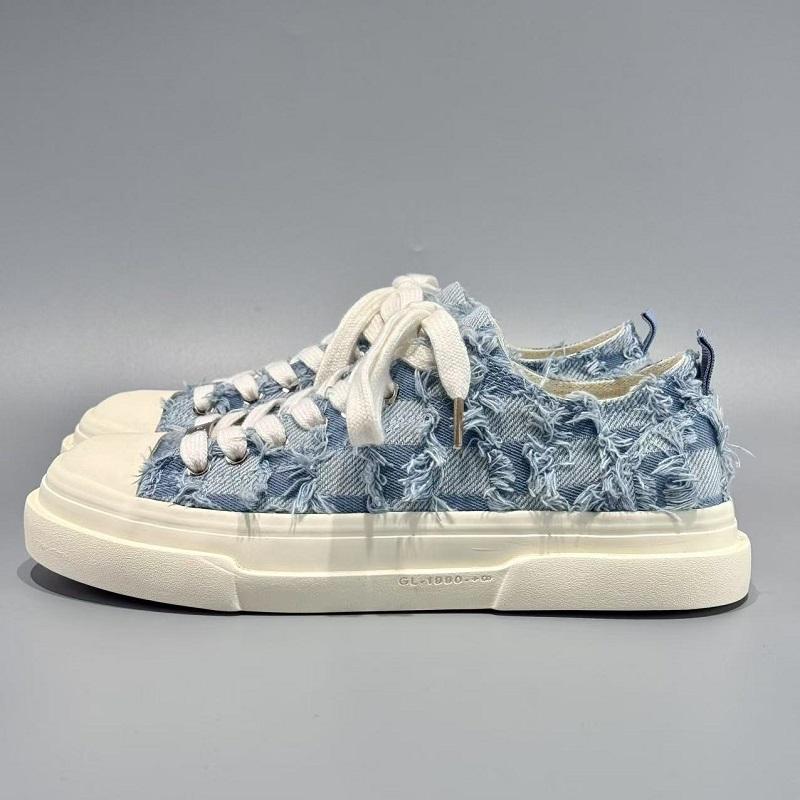 Fashion Fashion Blue Men's Canvas Sneakers Low Cut Checked Designer Shoes Man Street Platform Skateboard Shoes For Man zapatillas hombre