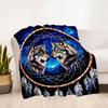 Dream Catcher with Wolves - Handmade Native American DecorBlanket Flannel Throw Blanket for Sofa, Bed, Travel, Camping, Office, Couch, Chair