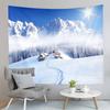 Winter Snow Tapestry Mountain Forest Snowy Pine Tapestry Sunset Landscape Tapestry Art Home Living Room Bedroom Decor Tapestries