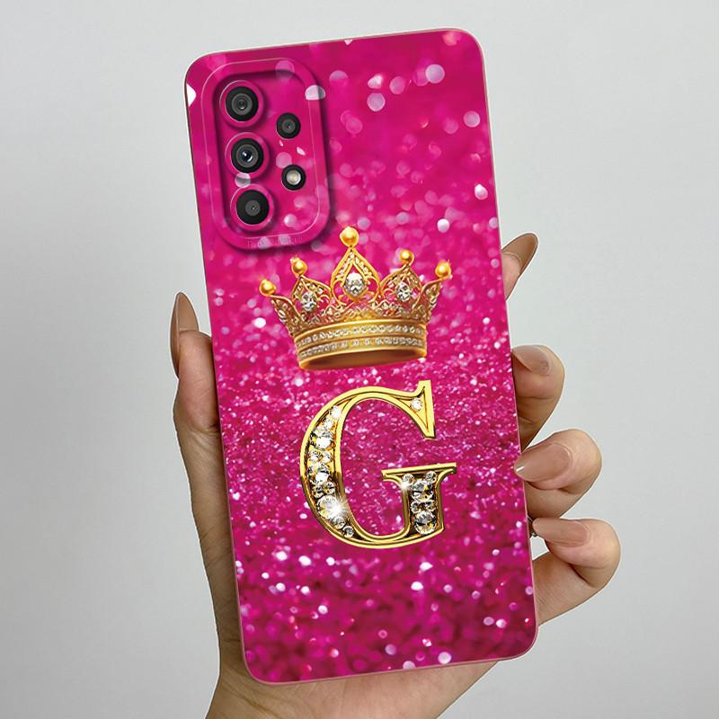 Phone Case for Samsung Galaxy A72 A52 A52S 4G 5G Liquid Silicone Soft Shockproof Lens Protective Cover Luxury Crown Letter Cases