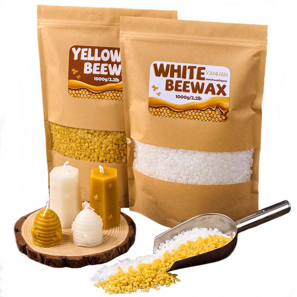 1000g Cera d'api bianca gialla granulare pura naturale Regalo Fatto a Mano Fai da Te Materie Prime Candela di Cera Profumata Materiali per Artigianato