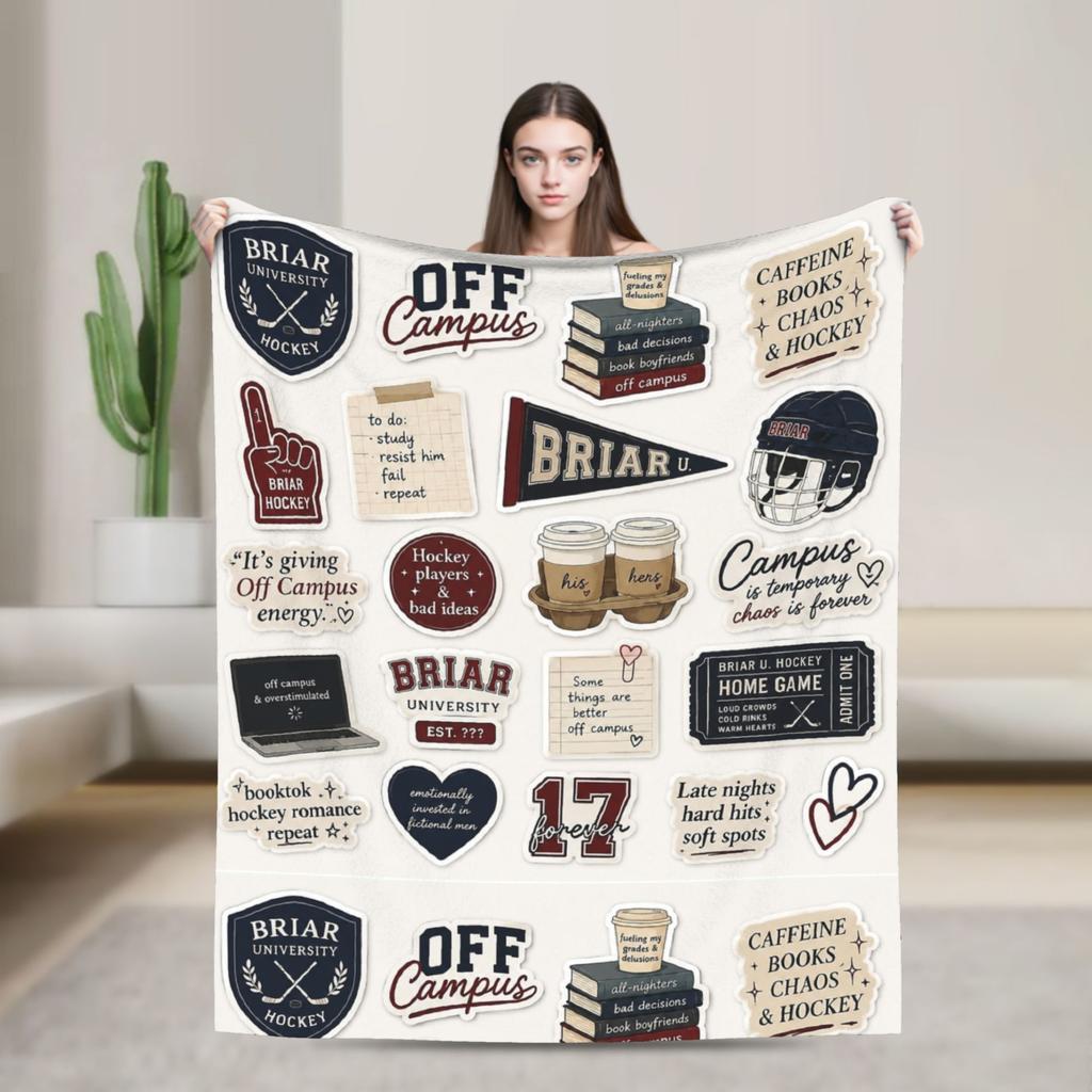 Off Campus Hockey Romance Blanket Flannel Throw Blankets Summer Air Conditioning Portable Soft Warm Bedsprea,