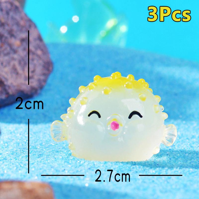 3Pcs Cartoon Luminous Pufferfish Aquarium Fish Tank Decoration Artificial Underwater Pufferfish Small Ornament Accessories Gifts