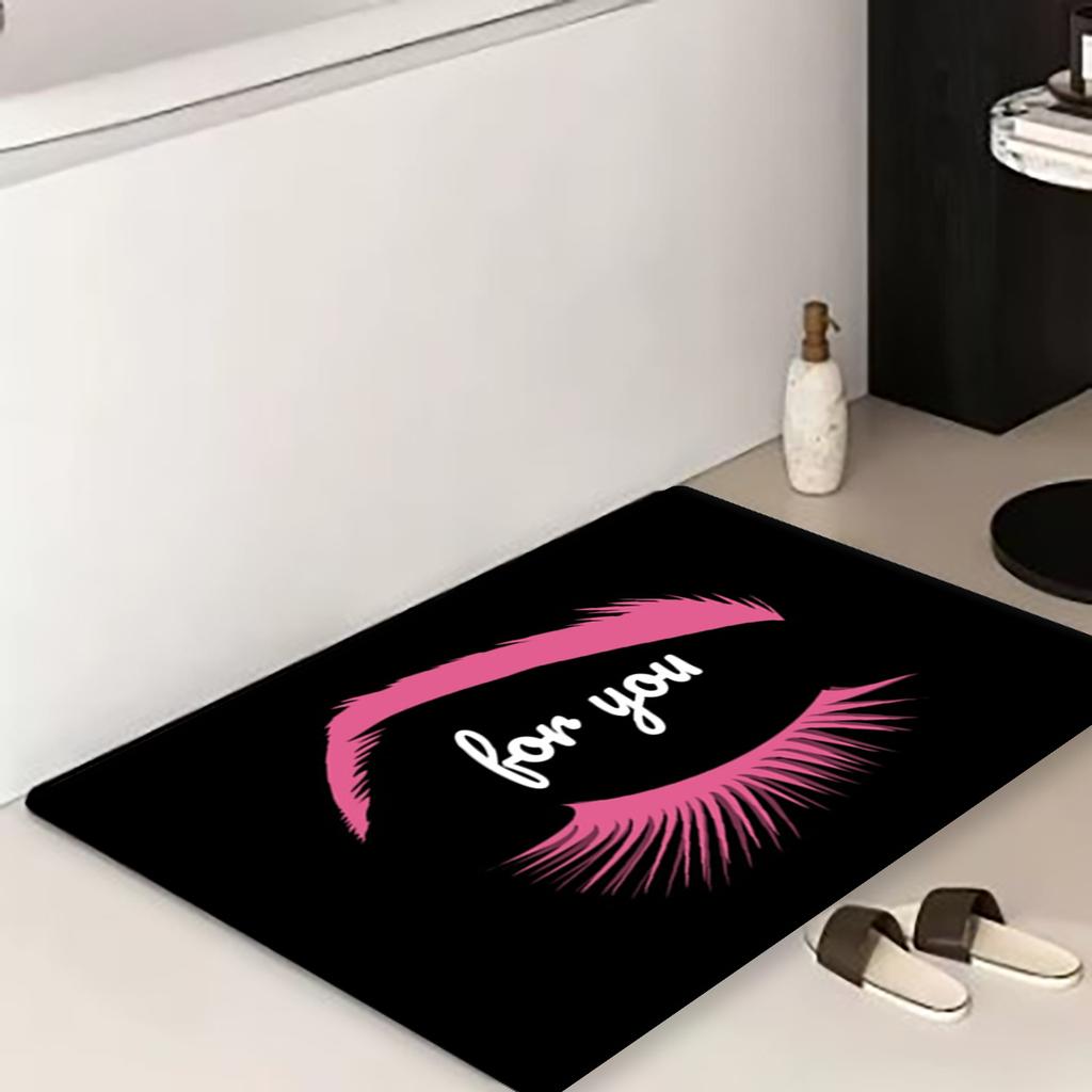 Pink Eye Print Letter Graphic Mat Modern Polyester Anti-slip Bathroom Floor Mat For Household Home Decorative Entrance Door mats