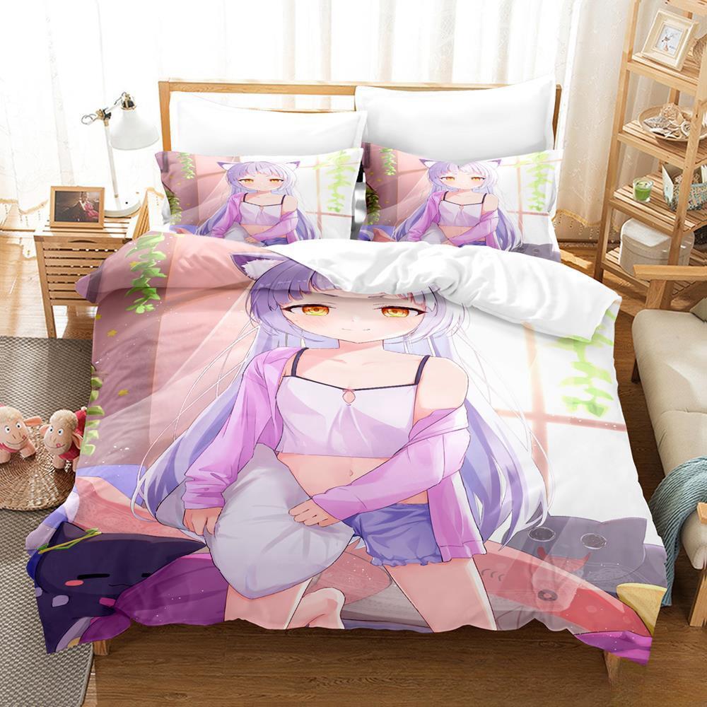 New Murasaki Shion Bedding Set Single Twin Full Queen King Size Bed Set Adult Kid Bedroom Duvet Cover Sets Anime Kawaii Girl Bed