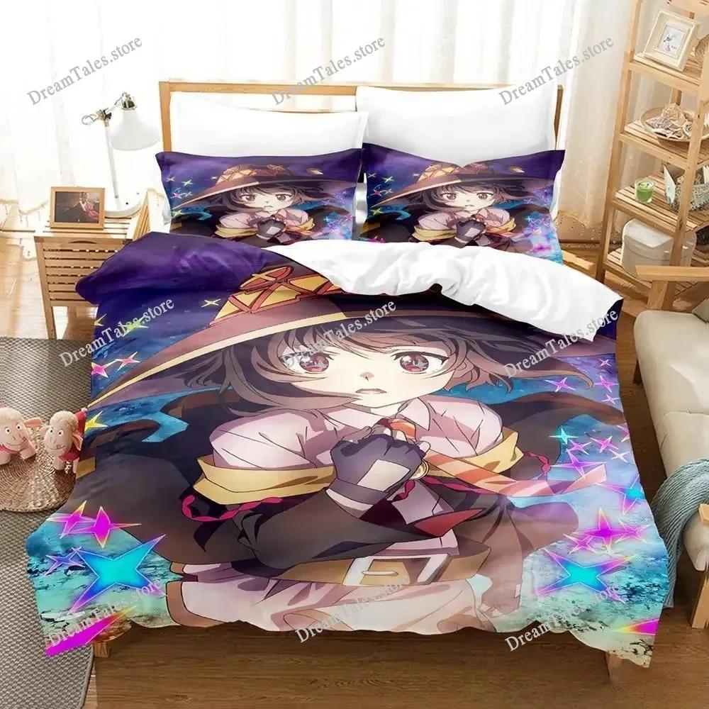 3D Printed Anime KonoSuba Bedding Set Boys Girls Twin Queen Size Duvet Cover Pillowcase Bed Kids Adult Home Textileextile