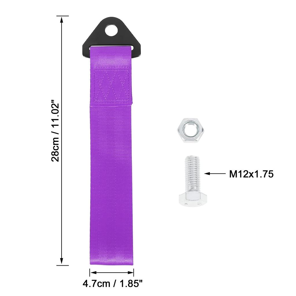 X AUTOHAUX Bumper Trailer Belt Tow Strap Tow Strap Aluminum Alloy Nylon 29 X 4.7cm Murasaki
