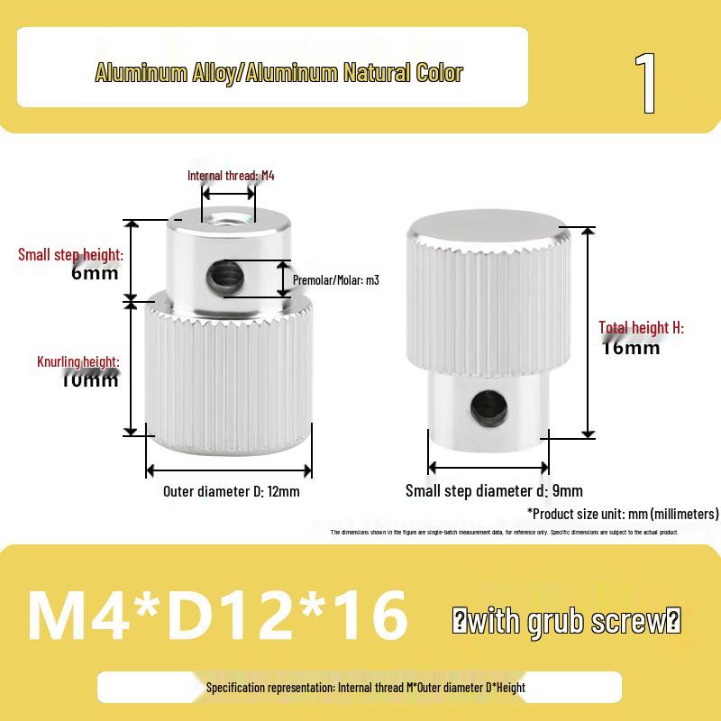 Aluminum Alloy Knurled Handwheel with Side Teeth, Threadless M3-M8, Hand-Tightened Nut