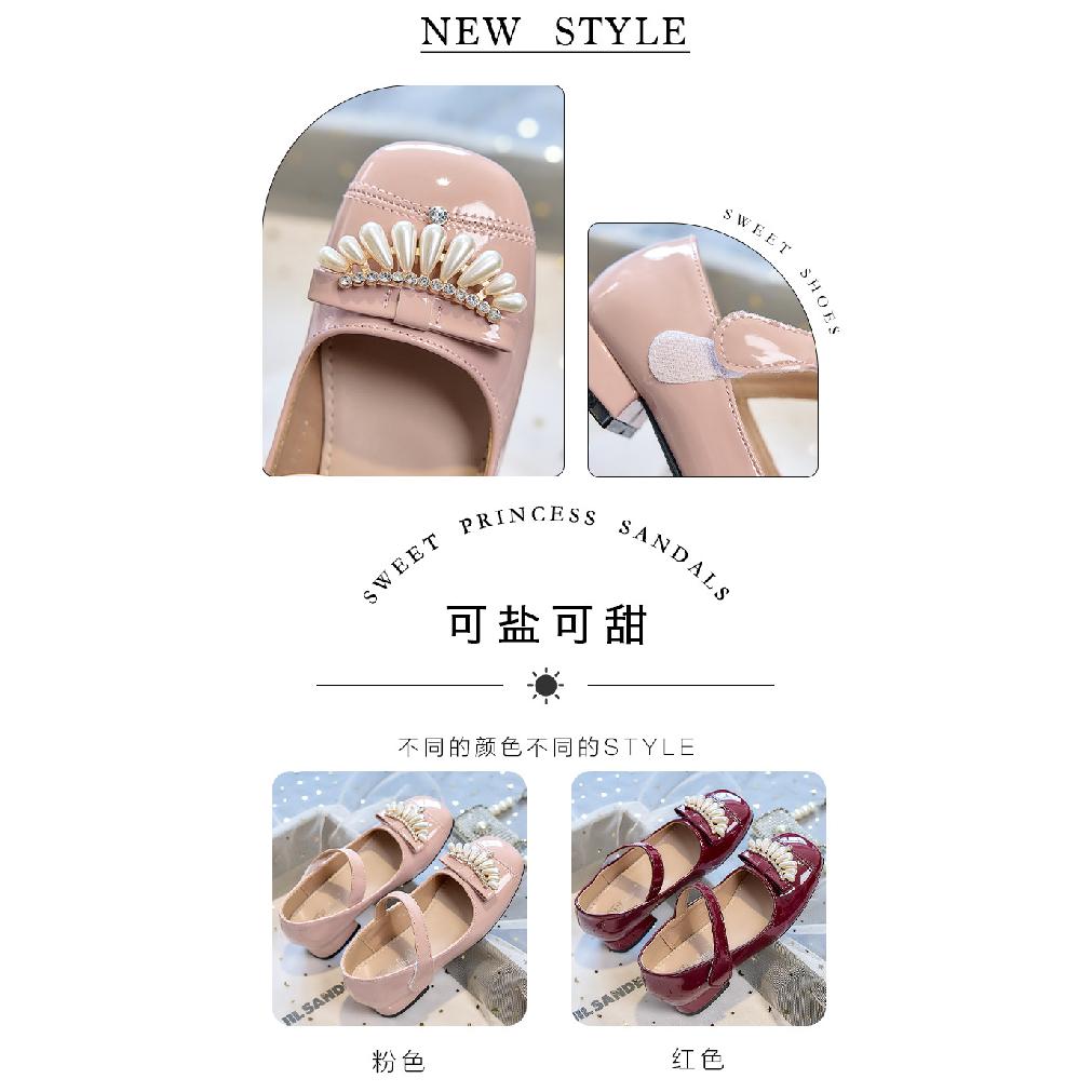 2026New girls' high-heeled princess shoes, spring and autumn children's leather shoes to match dresses, little girls' Mary Jane fashion shoes