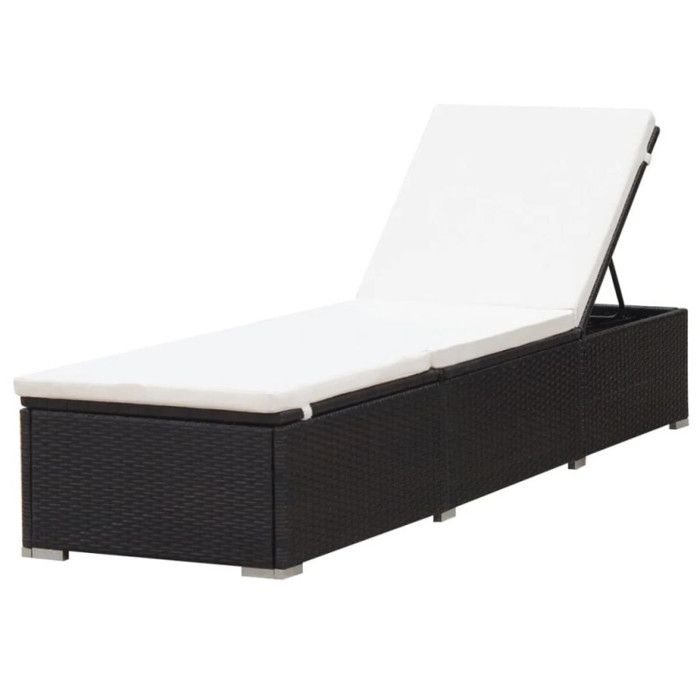 VidaXL Chaise longue avec coussin Résine tressée Marron