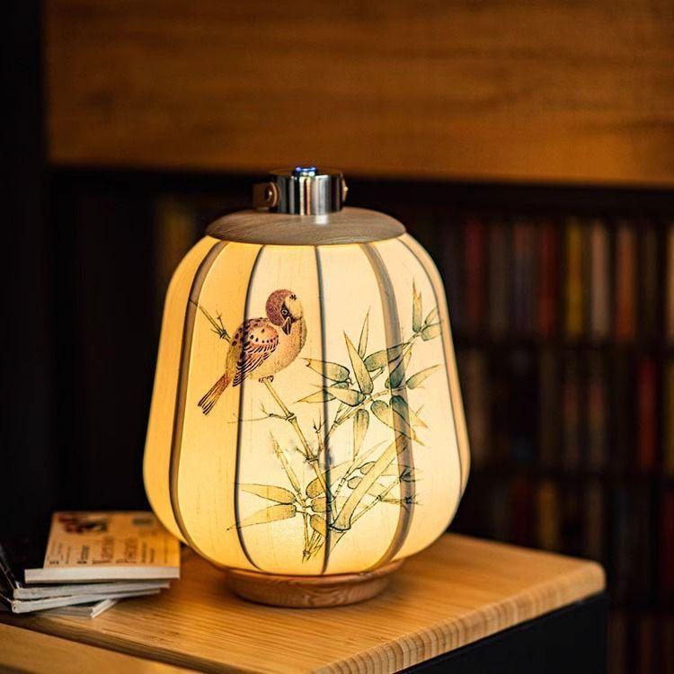 

Portable lamp ancient style zen tea room Chinese hand-painted fabric classical ornament Chinese style