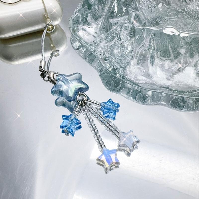 Star Bead Tassels Pendant Phone Charm Hanging Rope Cute Phone Chain Strap Bag Decoration Lanyard Keychain Accessories