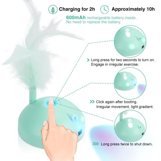 Cats Interactive Toy Automatic Intelligent Car USB Charging LED Indoor Kitten Toy