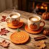 1/1 Stück gehäkelte Kürbis-Untersetzer, handgefertigtes gestricktes Getränke-Untersetzer-Set, niedliche Herbst-, Halloween-, Thanksgiving-Tischdekoration, Tassenuntersetzer