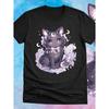 Pastel Goth Anime Galaxy Cat T-Shirt - Kawaii Celestial Aesthetics Magical Moon Kitten Harajuku Fashion Alt Clothing Men's and Women's Summer
