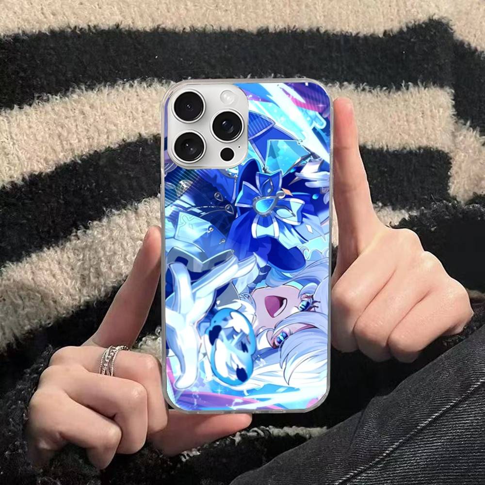 Genshin Impact Furina Phone Case For iphone 17 16 15 14 13 12 11 Pro Max Plus Silver Laser Satin Aurora