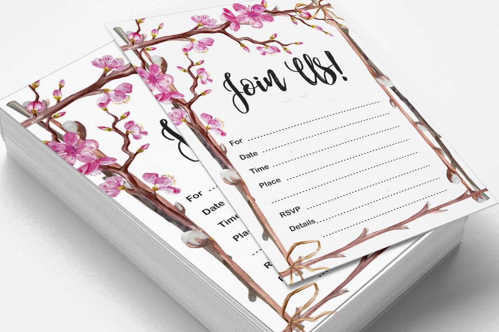 Inkdotpot Pack Of 30, Join Us Invitations With Envelopes, Floral Watercolor Invites for Your Wedding,