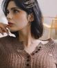 KOOLKITTEN Back-Tie Ribbed Button Knit Top