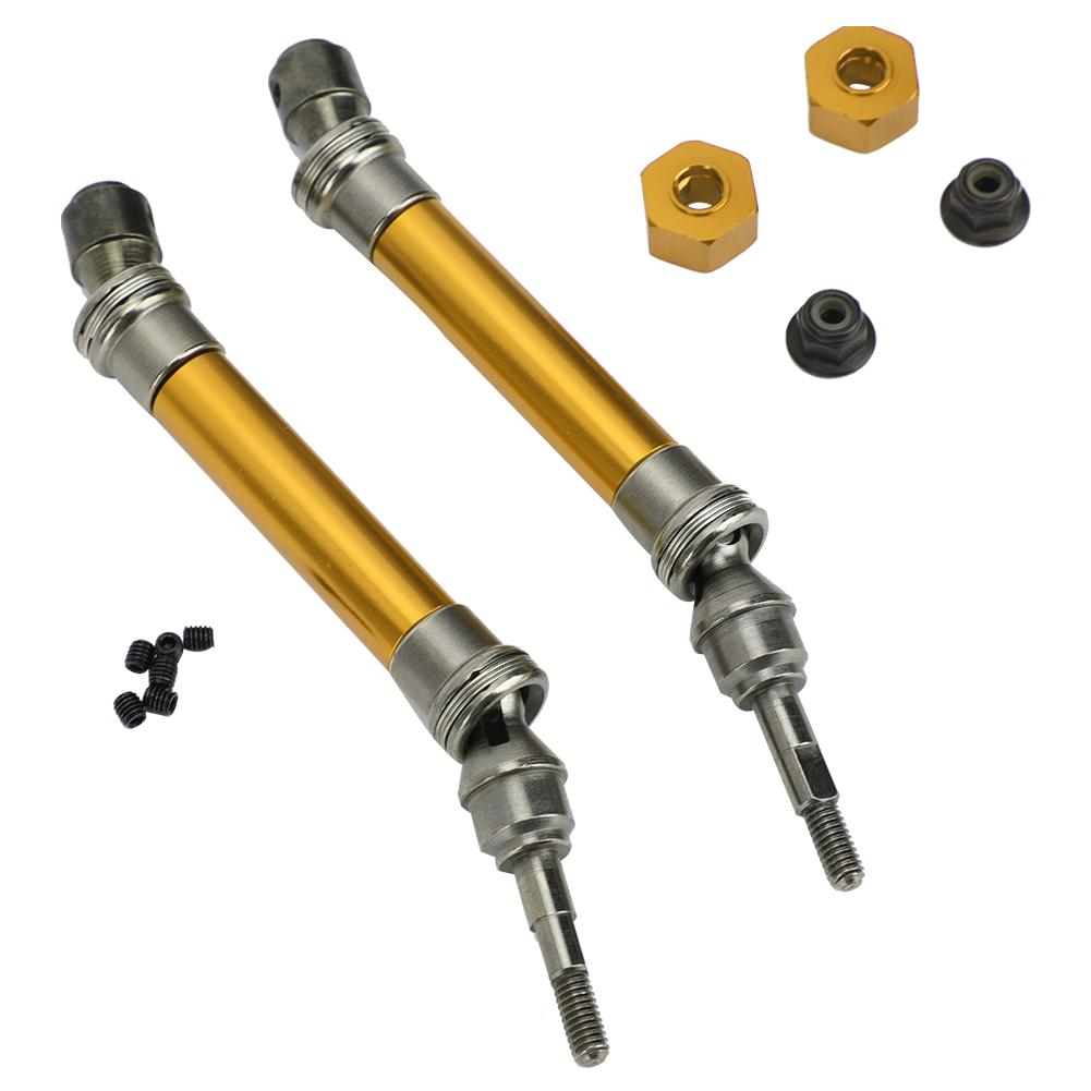 2Pcs RC Car Front CVD Three Section Type Drive Shaft Parts Accessories Fit for Traxxas Slash(Yellow )