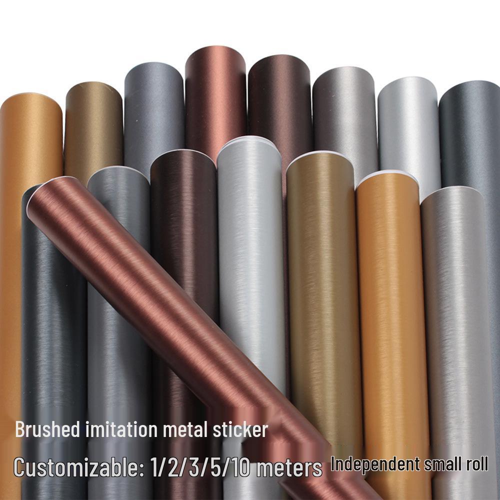 Gold & Silver Brushed Metal Stainless Steel Adhesive Film for Refrigerator, Elevator, and Interior Decor