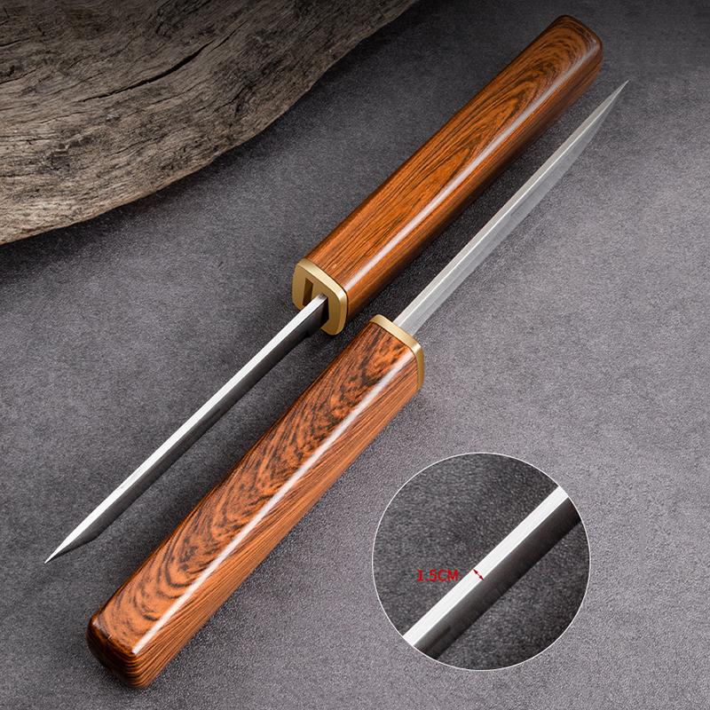 2pcs Kitchen Knives Double-Blade Combination Butcher Meat Cleaver Pocket Knife Boning Peeling Barbecue Fishing Knife