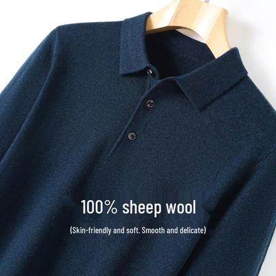 Antonio Men's Business Casual 100% Merino Wool Polo Sweater