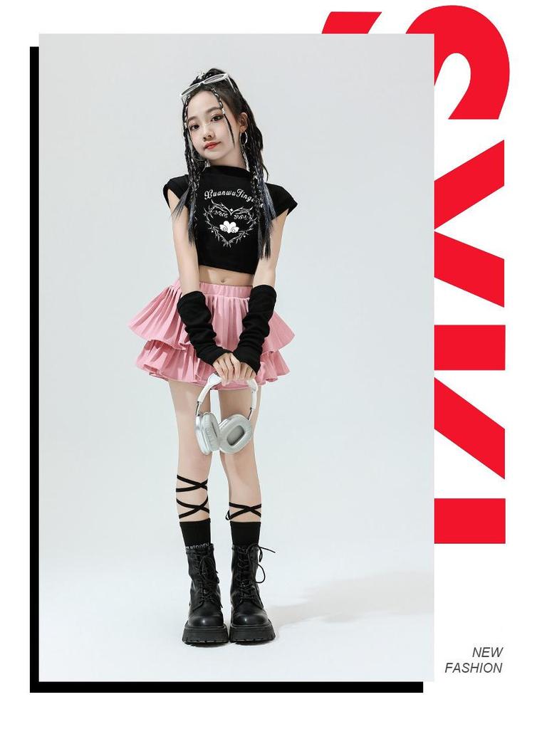 Girls' Jazz Hip Hop Dance Costume Set - Trendy Cheerleading Performance Outfit